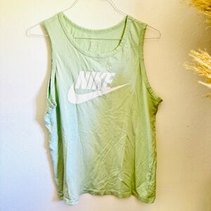 MENS NIKE Sage Light Green Crew Neck White Logo Sleeveless Tank Top Tee Shirt L